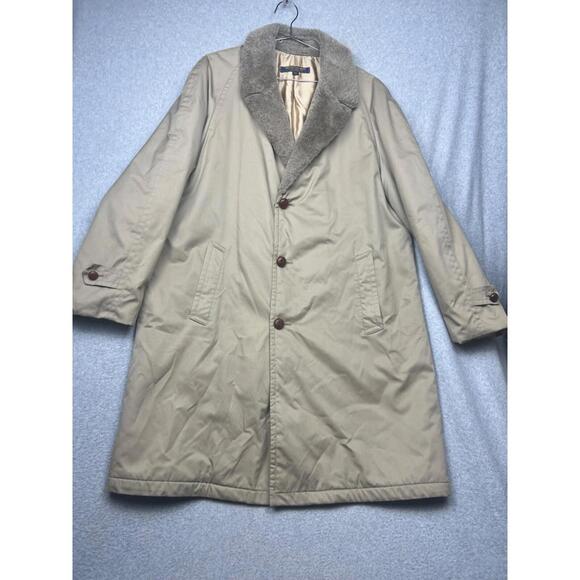 Vintage 70s Brooks Brothers Canvas Over Coat Trench Mens Size 44 Fully Lined